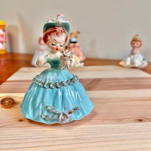 Vintage Josef Arnart Cherchez La Femme Blue #7616 Ceramic Girl Figurine